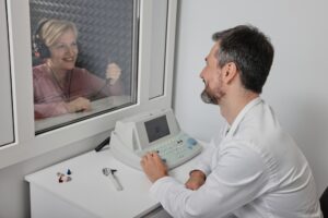 woman at hearing exam near me in Falls Church