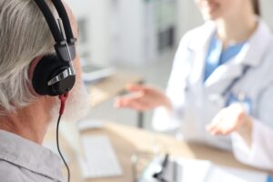 man taking a hearing test in Falls Church VA